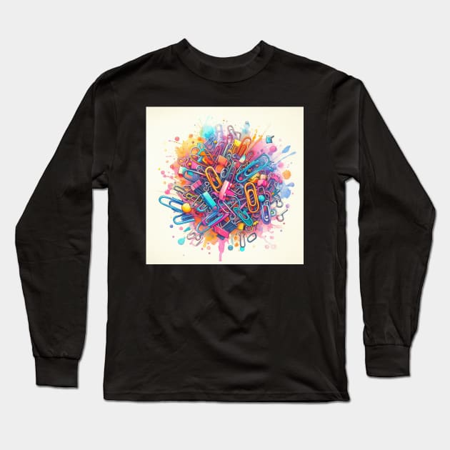 Psychedelic looking abstract illustration of paper clips Long Sleeve T-Shirt by WelshDesigns